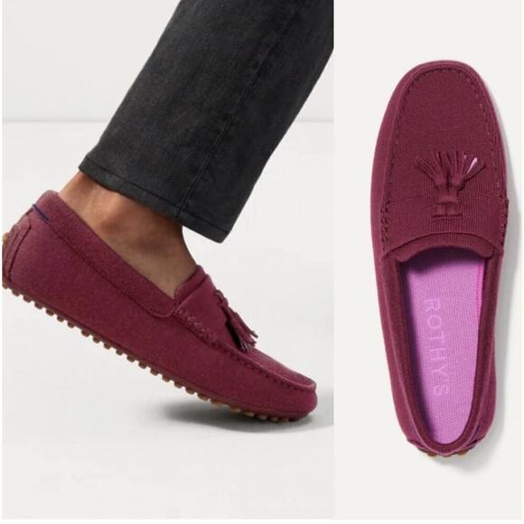 Rothy\'s Merino Tassel Driving Loafer Flat Slip-On Burgundy Size M11.5 NWOT main image 12